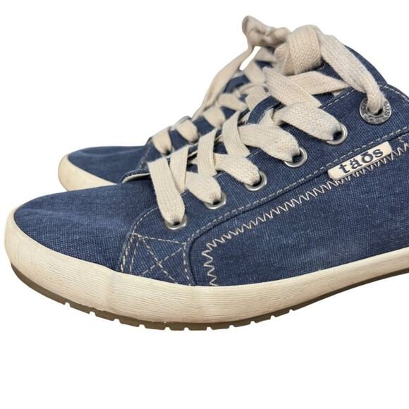 Taos Footwear Star Blue Canvas Lace Up Sneakers Casual Womens Shoes sz 8 - Picture 8 of 16